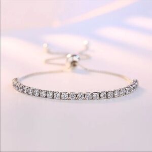 New 925 Sterling Silver Diamond Tennis Bracelet Adjustable